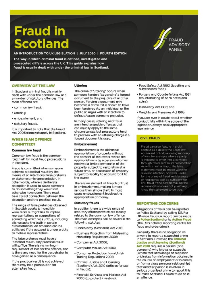 Fraud in Scotland (4th ed) July2020 document cover