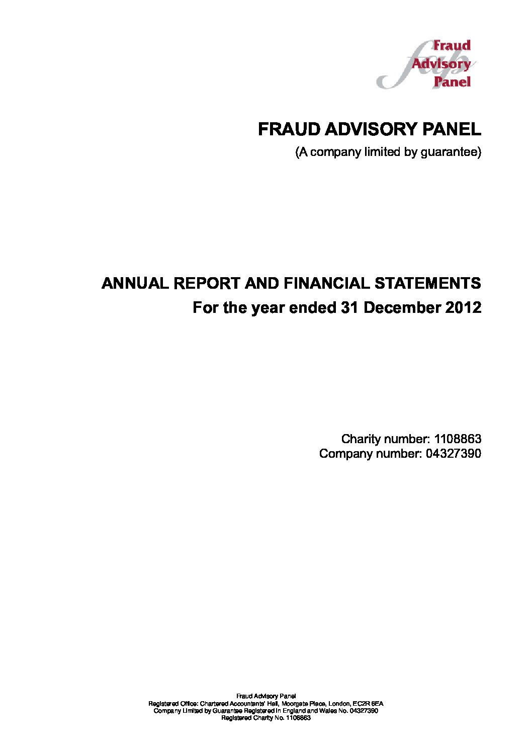 Annual Report and Accounts 2012 document cover