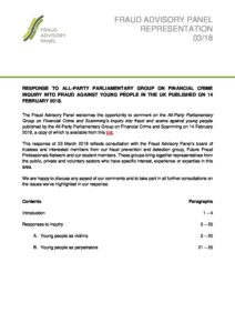 FAP Response to APPG on young person fraud (final ) 23March18 document cover