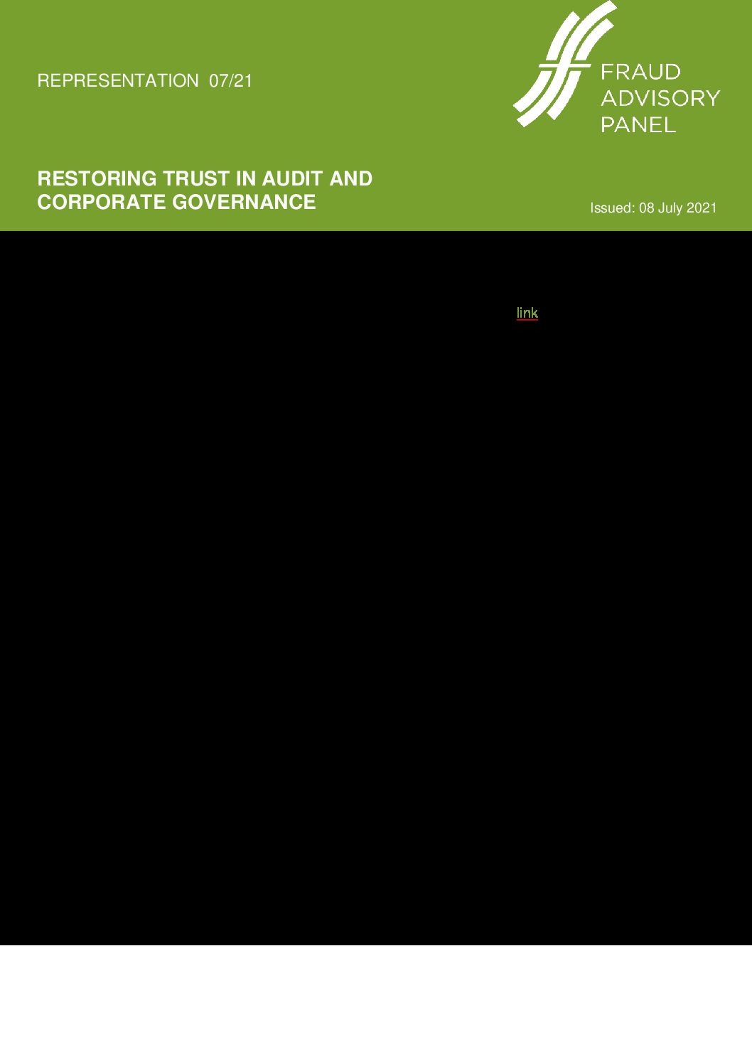 FAP Response to BEIS restoring truste in audit and corp gov 08Jul21 document cover
