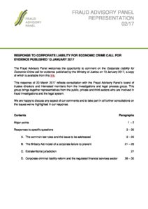 FAP Response to MoJ Corporate Liability for Economic Crime (Final) 20Mar17 document cover
