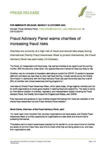 Fraud Advisory Panel Warns Charities of Increasing Fraud Risks 19Oct20 document cover